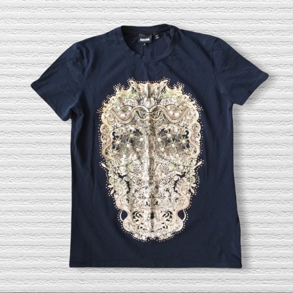 Just Cavalli Other - Just Cavalli Men’s Navy Blue Skull T-Shirt